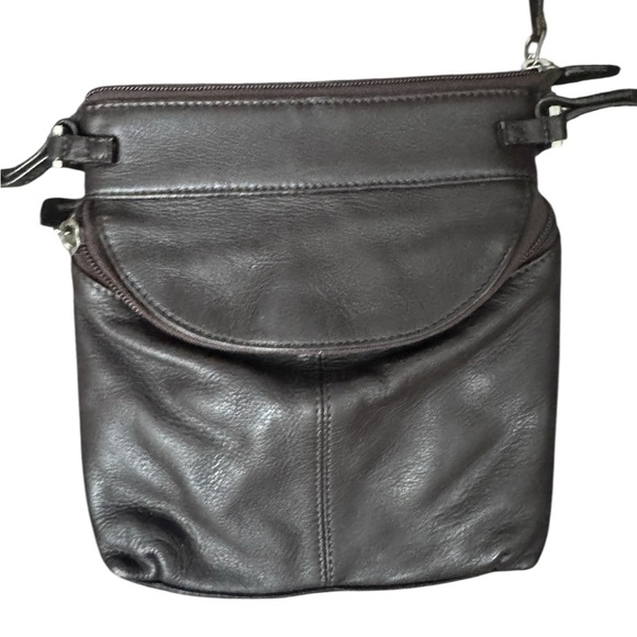 ILI New York Dark Brown Small Leather Crossbody Bag - Picture 2 of 4